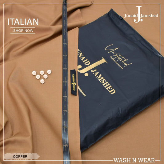 J. Italian Wash & Wear Unstitched Suits for Men FZG-023 (Dark-Br)